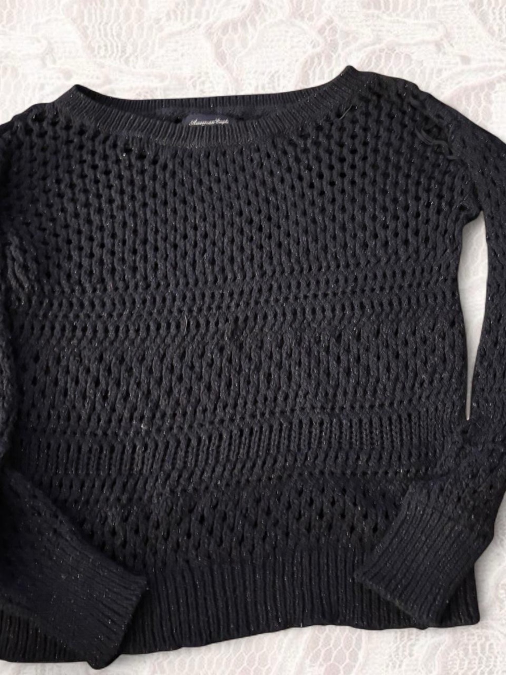 Beautiful dark blue crochet sweater
